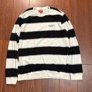 Supreme Long Sleeve Black White Striped Long Sleeve Shirt Size Men's Large